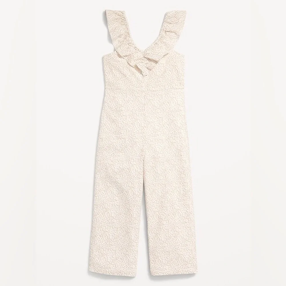 Old Navy Ivory Ruffled Girl's Romper Medium (8)